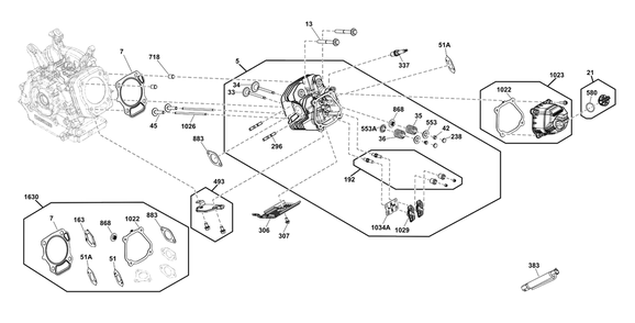 Cylinder Head Group Diagram and Parts List for 25E337-0035-G1  Briggs and Stratton Engine